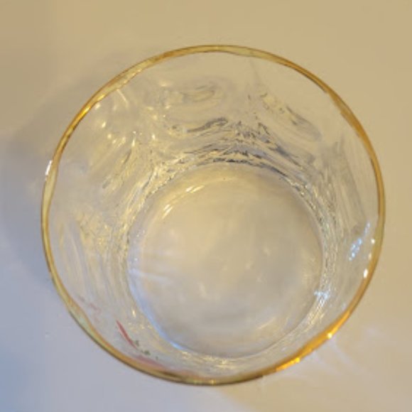 VINTAGE DOUBLE OLDFASHION/ROCKS GLASS WITH CARDINAL AND FLOWERS - Picture 2 of 4